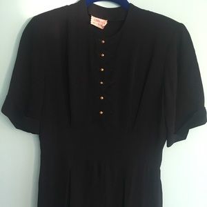 40s femme fatale noir black rayon dress